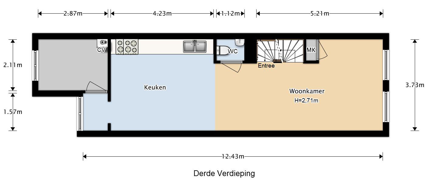 Kinkerstraat 274-C 1053 GB, Amsterdam, Noord-Holland Netherlands, 2 Bedrooms Bedrooms, ,1 BathroomBathrooms,Apartment,For Rent,Kinkerstraat,3,1248