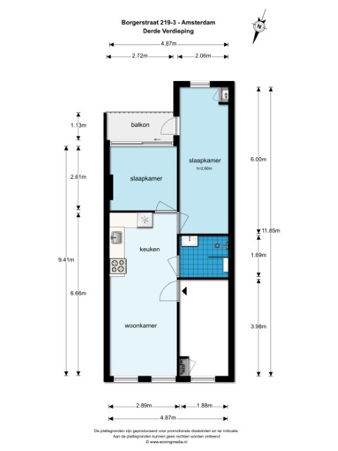 Borgerstraat 219-III 1053 PL, Amsterdam, Noord-Holland Nederland, 2 Slaapkamers Slaapkamers, ,1 BadkamerBadkamers,Appartement,Huur,Borgerstraat,3,1328