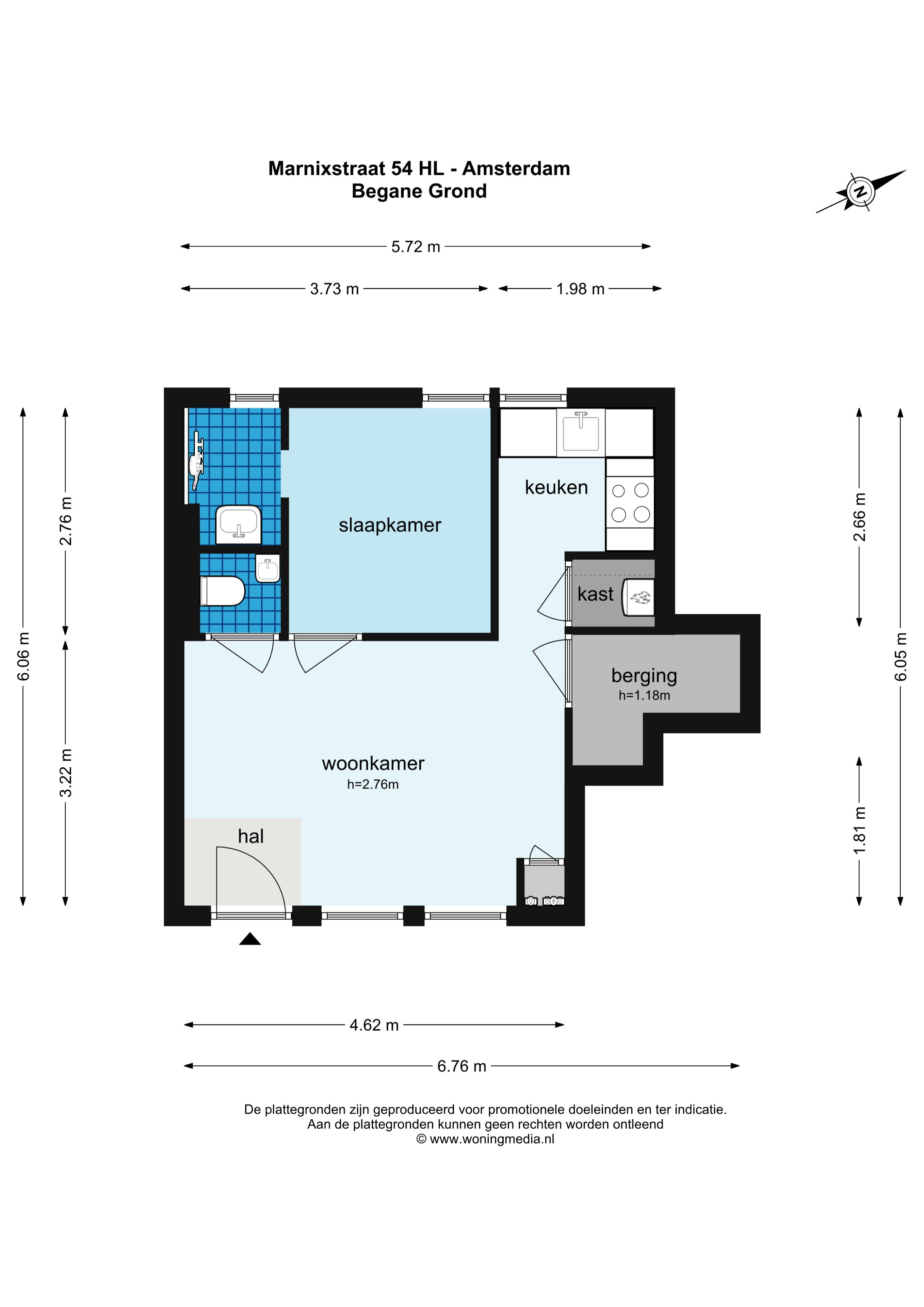 Marnixstraat 54 H-L, Amsterdam, Noord-Holland Nederland, 1 Bedroom Bedrooms, ,1 BathroomBathrooms,Apartment,For Rent,Marnixstraat,1391