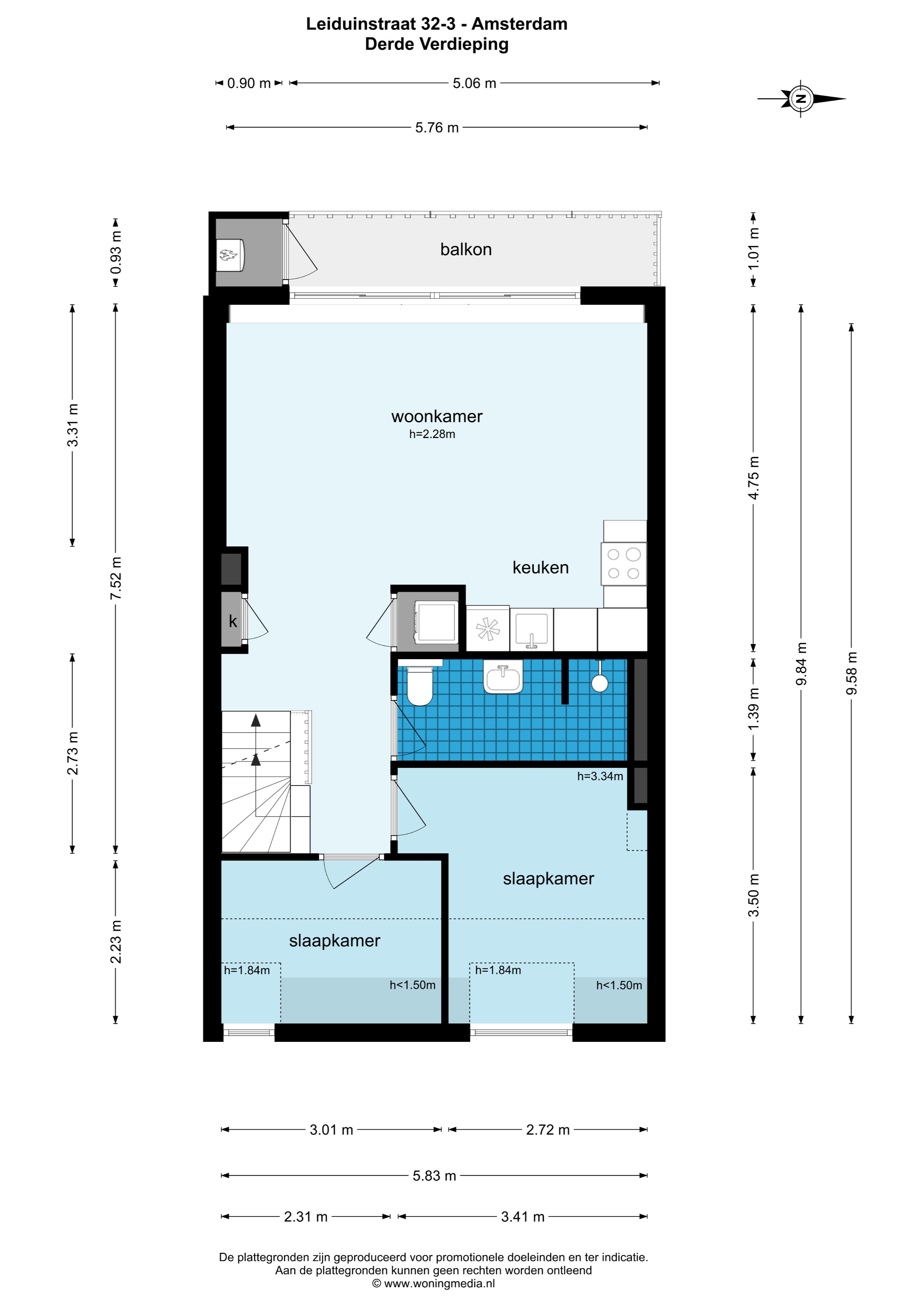 Leiduinstraat 32 III 1058 SK, Amsterdam, Noord-Holland Nederland, 2 Slaapkamers Slaapkamers, ,1 BadkamerBadkamers,Appartement,Huur,Leiduinstraat ,3,1440