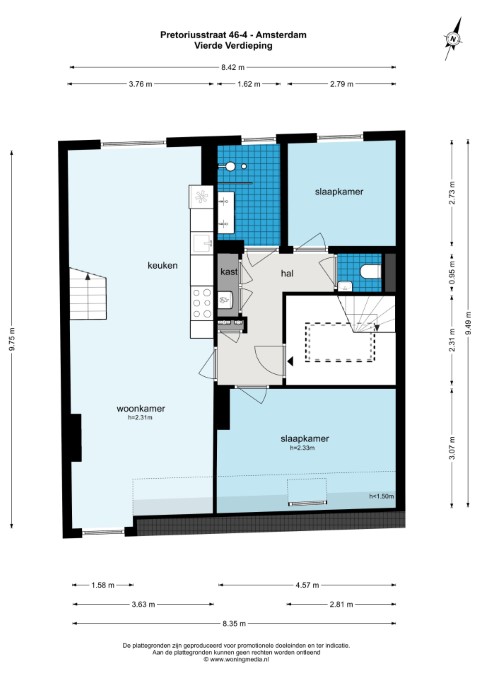 Pretoriusstraat 46 IV 1092 GH, Amsterdam, Noord-Holland Netherlands, 2 Bedrooms Bedrooms, ,1 BathroomBathrooms,Apartment,For Rent,Pretoriusstraat,3,1458