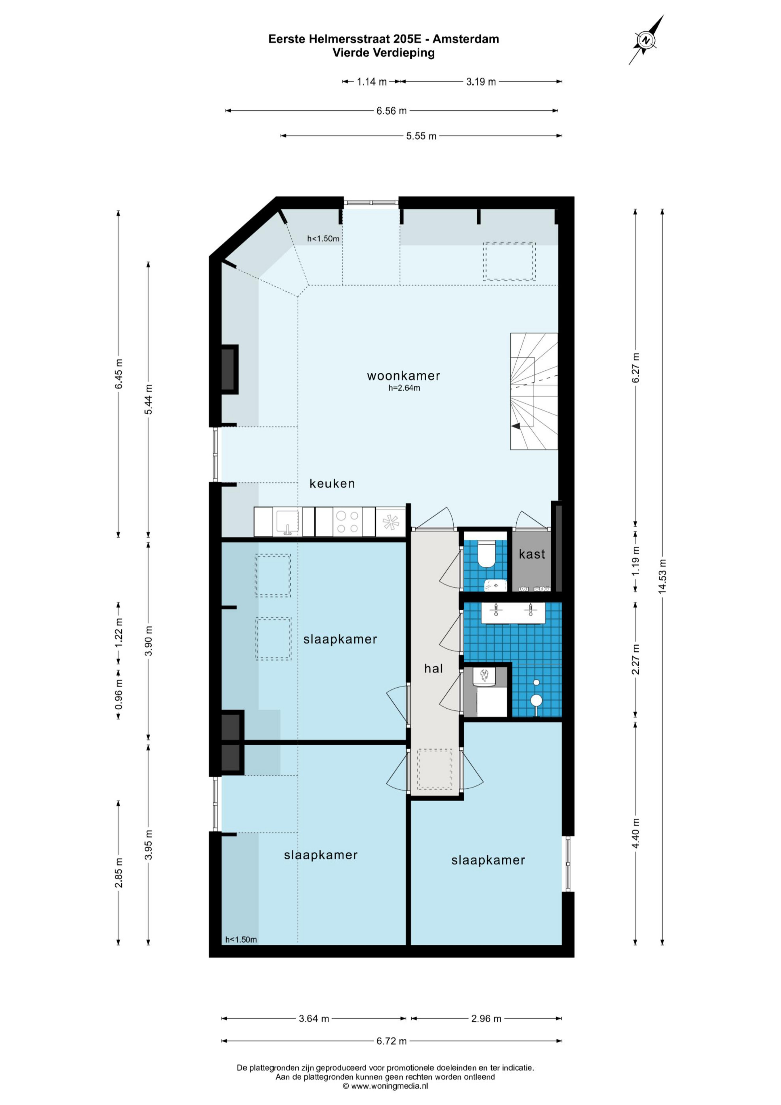 Eerste Helmersstraat 205 E 1054 DV, Amsterdam, Noord-Holland Nederland, 3 Slaapkamers Slaapkamers, ,1 BadkamerBadkamers,Appartement,Huur,Eerste Helmersstraat 205 E,1536