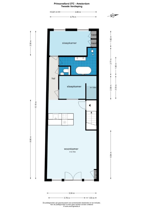 Prinseneiland 27 C, Amsterdam, Noord-Holland Nederland, 2 Slaapkamers Slaapkamers, ,1 BadkamerBadkamers,Appartement,Huur,Prinseneiland,2,1537