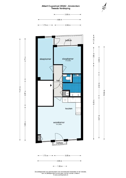 Albert Cuypstraat 203 A2, Amsterdam, Noord-Holland Netherlands, 2 Bedrooms Bedrooms, ,1 BathroomBathrooms,Apartment,For Rent,Albert Cuypstraat,1586