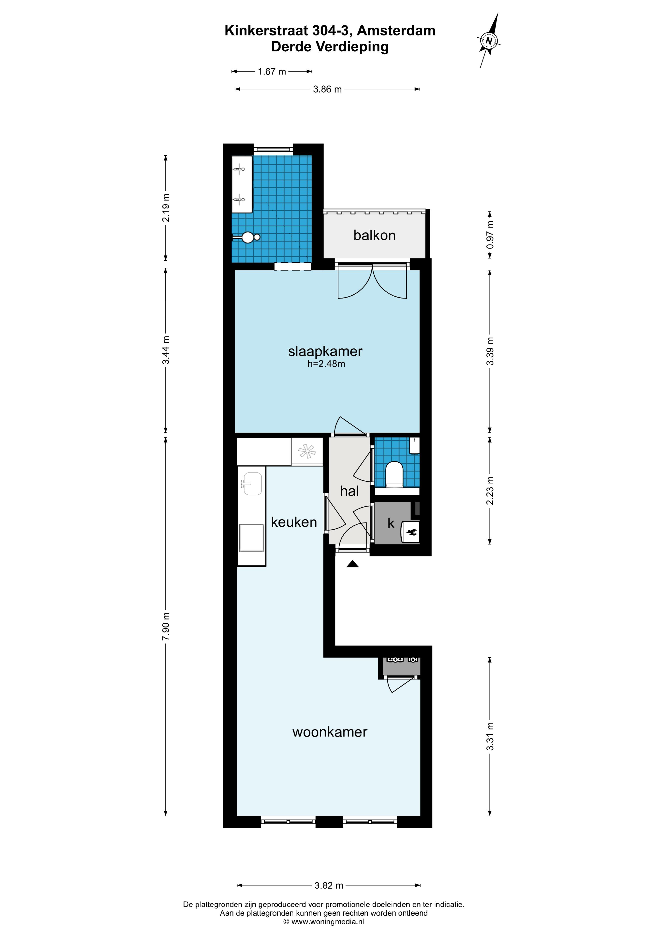 Kinkerstraat 304-III 1053 GC, Amsterdam, Noord-Holland Nederland, 1 Slaapkamer Slaapkamers, ,1 BadkamerBadkamers,Appartement,Huur,Kinkerstraat,3,1609