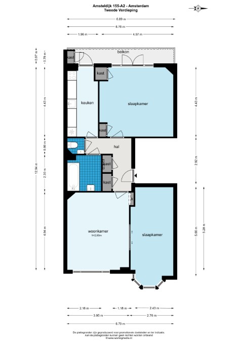 Amsteldijk 155 A2 1079 LH, Amsterdam, Noord-Holland Nederland, 2 Slaapkamers Slaapkamers, ,1 BadkamerBadkamers,Appartement,Huur,Amsteldijk 155 A2,1611