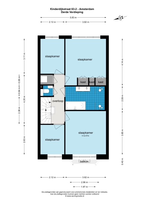 Kinderdijkstraat 63 II 1079 GD, Amsterdam, Noord-Holland Nederland, 4 Slaapkamers Slaapkamers, ,1 BadkamerBadkamers,Appartement,Huur,Kinderdijkstraat,1633