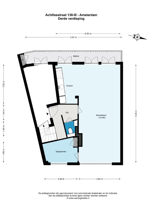 Achillesstraat 138-3 1076 RL, Amsterdam, Noord-Holland Nederland, 2 Slaapkamers Slaapkamers, ,1 BadkamerBadkamers,Appartement,Huur,Achillesstraat ,1719